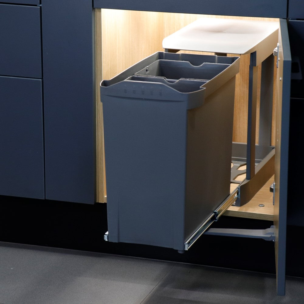 Ebco Auto Pull Out Waste Bin, 2 X 14L (Dry/Wet Separate)