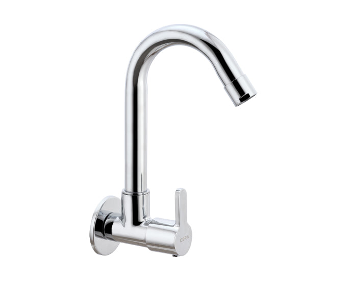 Cera Wall Mounted Regular Kitchen Sink Tap Victor F1015251 with Swinging Spout in Chrome Finish - F1015251